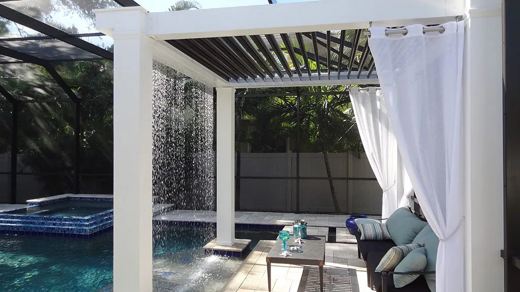 Poolside pergola build in a Florida backyard
